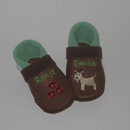 TinyToes Krabbelpuschen/Krabbelschuhe Blume/Ziege