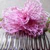 Haarschmuck rosa Blüte Haarkämmchen Haarkrönchen Hochzeit geklöppelt Handarbeit Brautschmuck Bild 4
