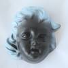 Wandmaske aus Keramik mit blauen Haaren Vintage Bild 5