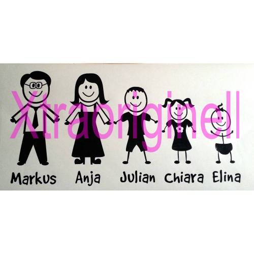 Autoaufkleber Familie - individuell - 3 Personen