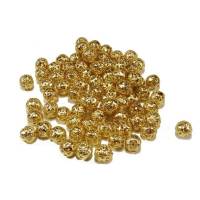 50 filigrane Perlen, Metallperlen, ca. 4 mm, goldfarben Bild 1
