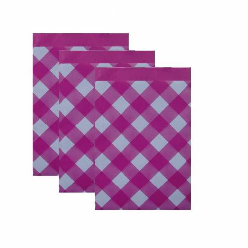 10 Papiertüten KARO raute - pink 17x25 cm
