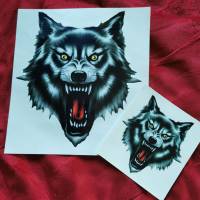 Aufkleber (Sticker) Wolfskopf in schwarz Bild 1