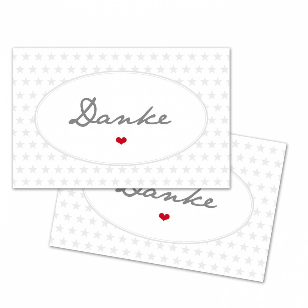 25 Danke Karten 300 G Grau 85 X 55 Mm Sterne