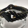 Hundehalsband, schwarz, gold, sehr edel, verstellbar mit Leder und Schnalle Bild 4