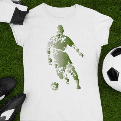 Bügelbild Fussballer Design 1 im Grunge Look – individuelles Fussball Motiv zum Aufbügeln