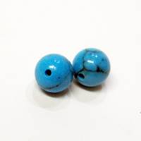 2 Stück Türkis 8 mm Halbgebohrt Schmuckstein, Edelstein Perle zum Einkleben Bild 1