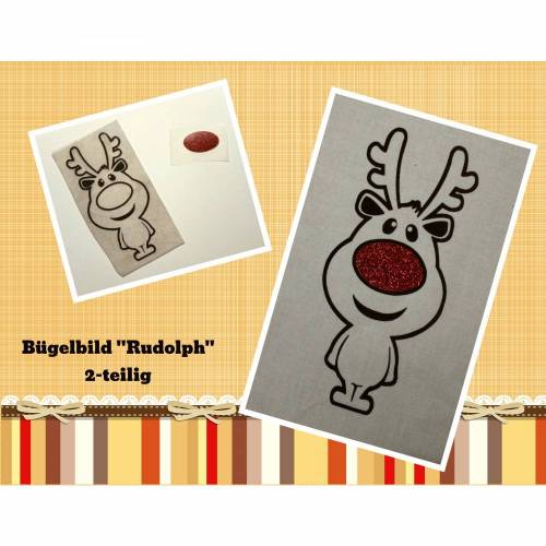 Velourmotiv / Bügelmotiv Rentier Rudolph