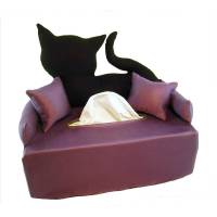 Katze auf Flieder Taschentuchsofa - Kosmetikbox - Bezug Bild 1