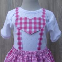 Pink-weißes Babydirndl, kariertes Taufkleid, Taufe in Bayern, Babybody im Trachtenstil, Kleid fürs Oktoberfest Bild 3