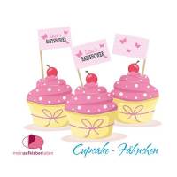 18 Cupcake-Fähnchen - Aufkleber | Babyshower Bild 1