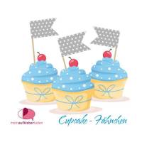 18 selbstklebende Cupcake | Deko Wimpel | Sternchen Bild 1