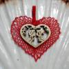 Kettenanhänger handgeklöppelt Herz mit kleinem Holzbild Handarbeit Valentinstag Geschenk für sie Bild 2