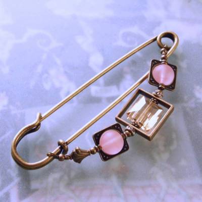 Sehr große Tuchnadel Flamingo Kristall 10cm Bronze Schalnadel N10-AB-35