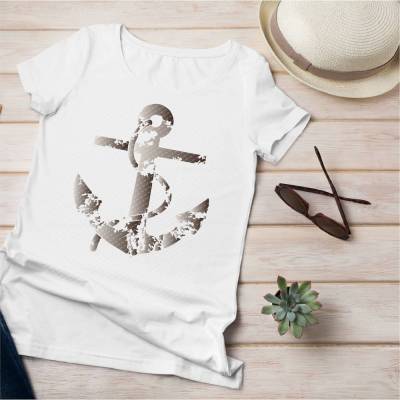 Maritimes Bügelbild Anker – Grunge Look, Shabby, Flex- & Flockfolie, DIY Textilveredelung