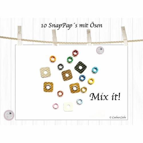 10 Ösenverstärkungen aus SnapPap mit bunten Ösen, Ösen Verstärkungen