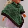 Puppenset Poncho in Grün und Mütze in Dunkelbraun für ein schlankes Puppenkind von 22- 30 cm Größe, gestrickt und gehäkelt aus hochwertiger Wolle Bild 5