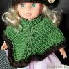 Puppenset Poncho in Grün und Mütze in Dunkelbraun für ein schlankes Puppenkind von 22- 30 cm Größe, gestrickt und gehäkelt aus hochwertiger Wolle Bild 6