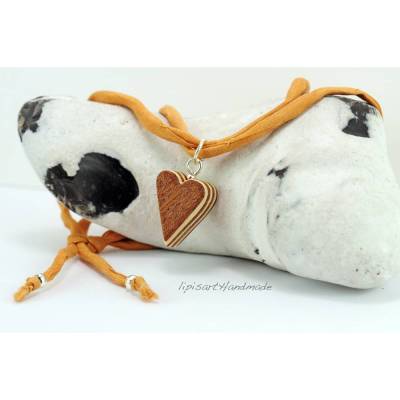 Armband – Herz Furnierholz Mahagoni Ahorn Seide