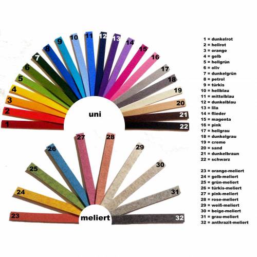5 St. Filzstreifen 3mm Wollfilz - 29 mm breit