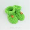 Babyschuhe in grün mit Holzbärchen, 8 cm Fußsohlenlänge, aus weicher Babywolle Bild 2