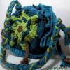 Häkeltasche Umhängetasche Boho- Style Hippie- Look Petrol Limone Rehbraun crochet bag 28 cm Durchmesser Bild 1