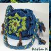 Häkeltasche Umhängetasche Boho- Style Hippie- Look Petrol Limone Rehbraun crochet bag 28 cm Durchmesser Bild 3