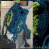 Häkeltasche Umhängetasche Boho- Style Hippie- Look Petrol Limone Rehbraun crochet bag 28 cm Durchmesser Bild 4
