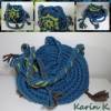 Häkeltasche Umhängetasche Boho- Style Hippie- Look Petrol Limone Rehbraun crochet bag 28 cm Durchmesser Bild 5
