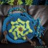Häkeltasche Umhängetasche Boho- Style Hippie- Look Petrol Limone Rehbraun crochet bag 28 cm Durchmesser Bild 9