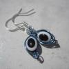 Wirework-Ohrringe hellblau, schwarz und weiß, Zebra Bild 3