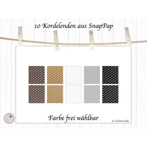 10 Kordel Enden, Kordel Endstücke aus Snap Pap