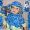Sommer- Kurzponcho bzw. Rock mit Sonnenhut für ein Kleinkind Blau Hellblau Dunkelblau 100 % Baumwolle Bild 2