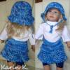 Sommer- Kurzponcho bzw. Rock mit Sonnenhut für ein Kleinkind Blau Hellblau Dunkelblau 100 % Baumwolle Bild 3