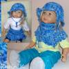 Sommer- Kurzponcho bzw. Rock mit Sonnenhut für ein Kleinkind Blau Hellblau Dunkelblau 100 % Baumwolle Bild 5