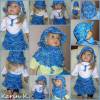Sommer- Kurzponcho bzw. Rock mit Sonnenhut für ein Kleinkind Blau Hellblau Dunkelblau 100 % Baumwolle Bild 8