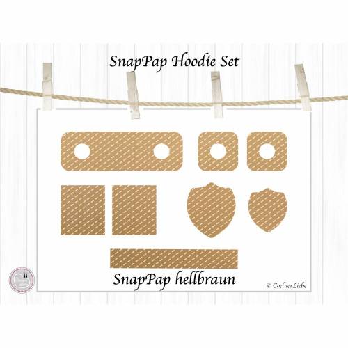 Labels aus SnapPap, Hoodie Set, hellbraun, mit oder ohne Ösen