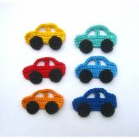 kleines Auto Häkelapplikationen zum Aufnähen, Fahrzeug Aufnäher für Jungen in Wunschfarbe Bild 3