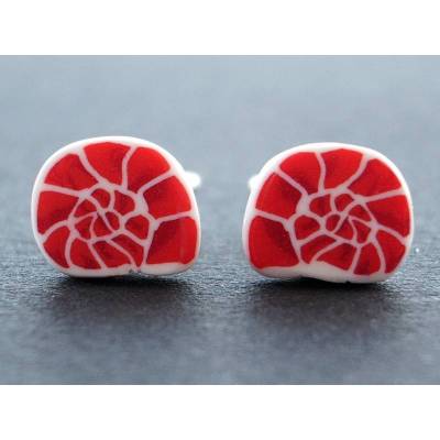 Ohrstecker Ammonit polymer clay rot weiß