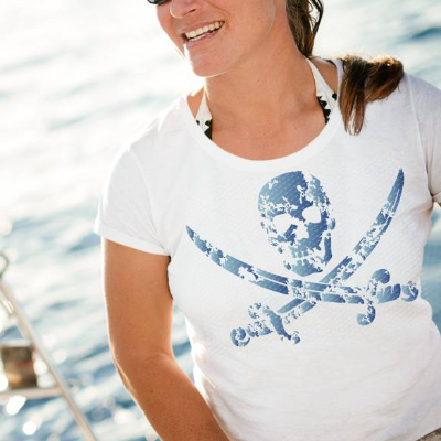 Maritimes Bügelbild Pirat im Grunge Look – Shabby Style für Textilien