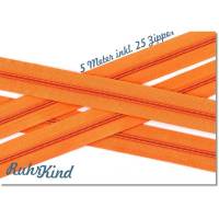 5m Endlosreißverschluss 3mm +25 Zipper Orange Bild 1