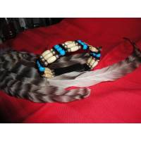 Lederarmband, Hairpipe-Armband,  3-reihig Bone / Howlith (ChA 01) Bild 2