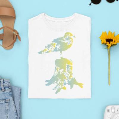 Maritimes Bügelbild Möwe im Grunge Look – Shabby Style für Deine Kleidung