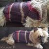 Pullover in Purpur Fuchsia Taupe für kleine Hunde Colorblocking Zopfmuster- Pulli Tunika Bild 9