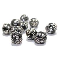 2 Kashmiri Beads, Kaschmir Perlen schwarz,  16 x 14 mm Bild 1