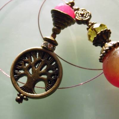 Lesezeichen Lebensbaum Jade rosa grün