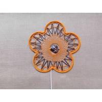 Blumenstecker mit Klöppelarbeit in Orange Muttertag Geburtstagsgeschenk Bild 1