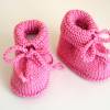 rosa Babyschuhe 3-6 Monate aus Wolle gestrickt Bild 2