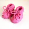 rosa Babyschuhe 3-6 Monate aus Wolle gestrickt Bild 3