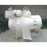 Geschenkbox Geldgeschenk Geldgeschenkbox zur Hochzeit altrosa Schmetterlinge personalisiert Bild 1